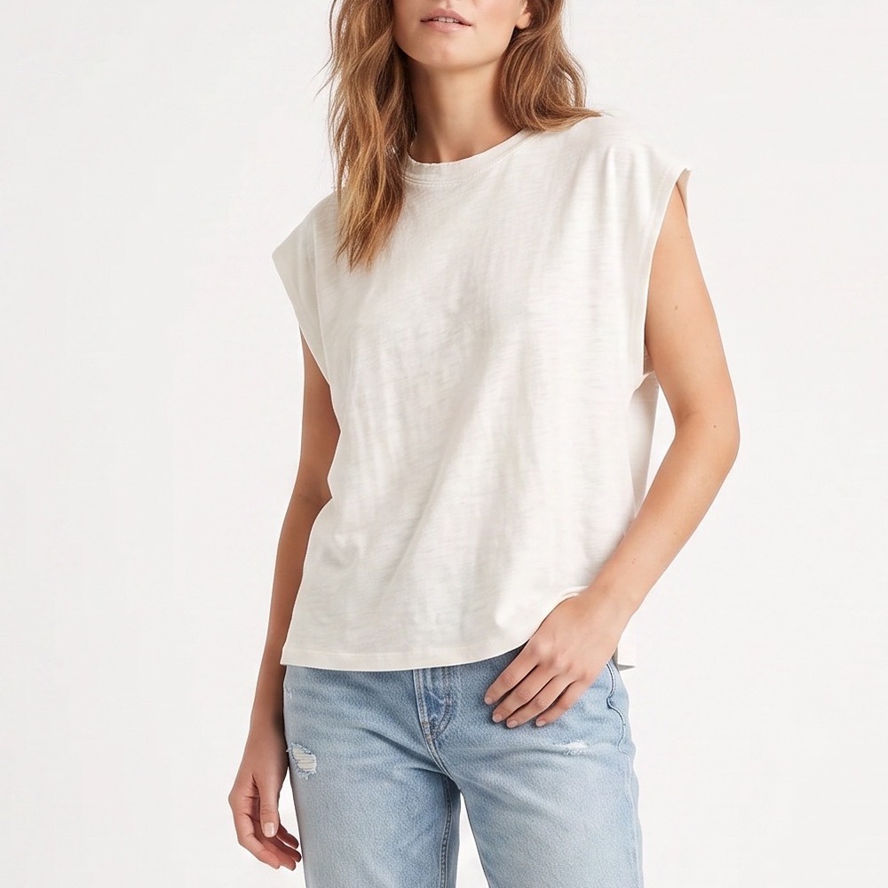 Universal Thread T-Shirt Womens XL Muscle Tee Cream Slub Cotton Solid Excellent